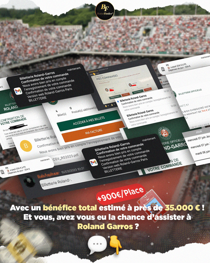 Post Instagram Babafinder — succès Roland Garros